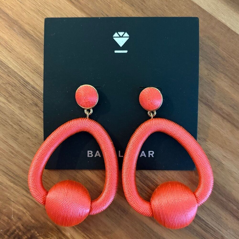BaubleBar | Wrapped Hoop Earrings | Neon Coral